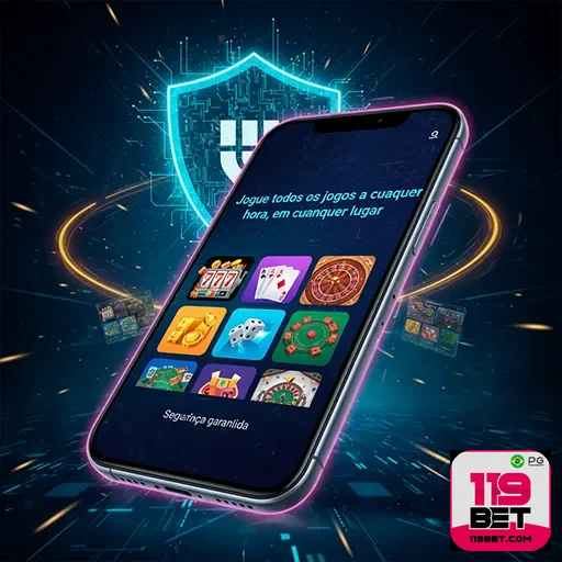 Imagem do app 119bet para apostas esportivas disponíveis no site 119bet, destaque na tela do celular com opções de apost