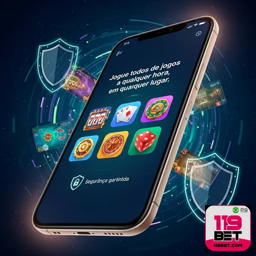 Tela de smartphone exibindo jogos de casino no aplicativo móvel