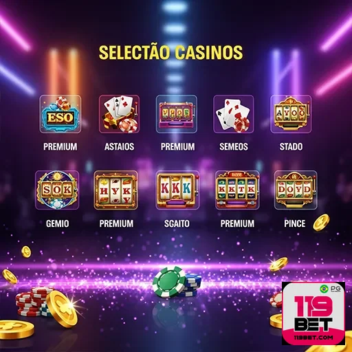 Imagem de jogos de cassino no 119bet, destaque para opções de apostas e entretenimento online